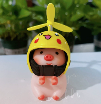 Car Styling Ornaments Auto Little Panda Small Pig Animal Toy Car Motocycle Decor Sticker With Helmet Break Wind Moto Driving Toy