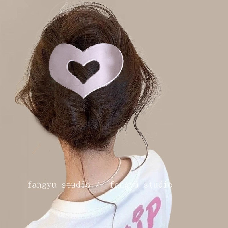 Cross-border no-knock on head heart-shaped flat grab clip women 2025 new abalone clip back head disc hair tie ponytail clip hair accessories