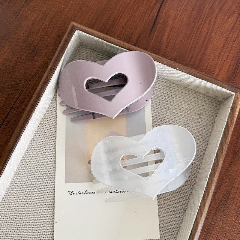 Cross-border no-knock on head heart-shaped flat grab clip women 2025 new abalone clip back head disc hair tie ponytail clip hair accessories