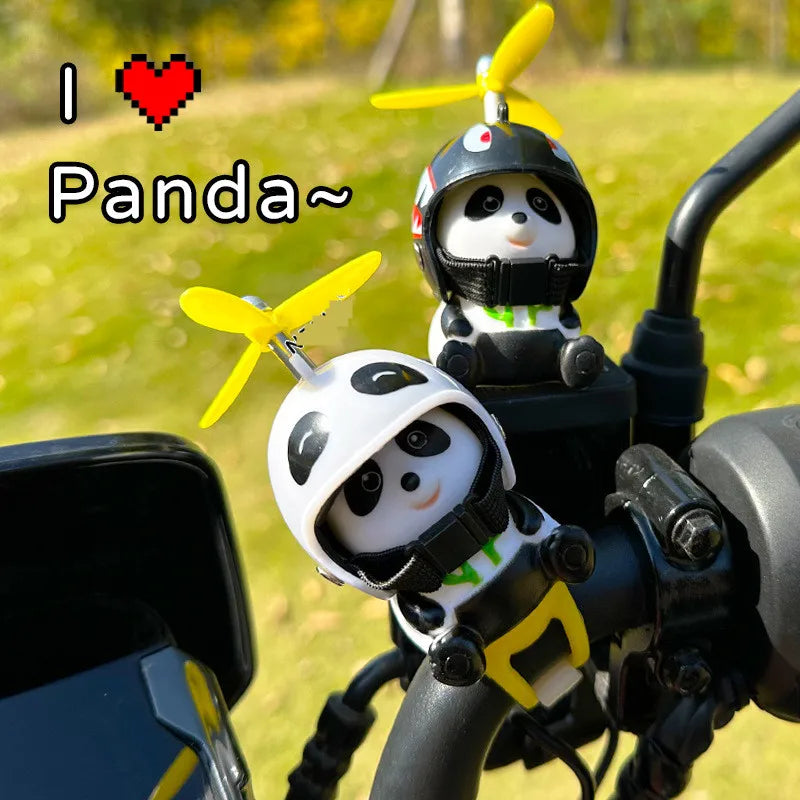 Car Styling Ornaments Auto Little Panda Small Pig Animal Toy Car Motocycle Decor Sticker With Helmet Break Wind Moto Driving Toy