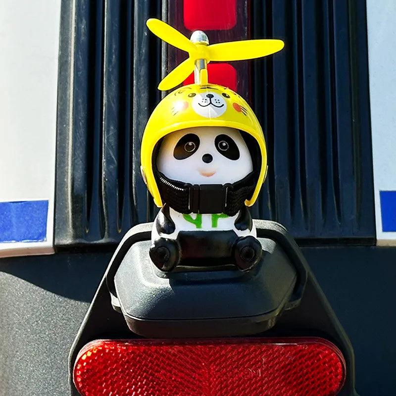Car Styling Ornaments Auto Little Panda Small Pig Animal Toy Car Motocycle Decor Sticker With Helmet Break Wind Moto Driving Toy
