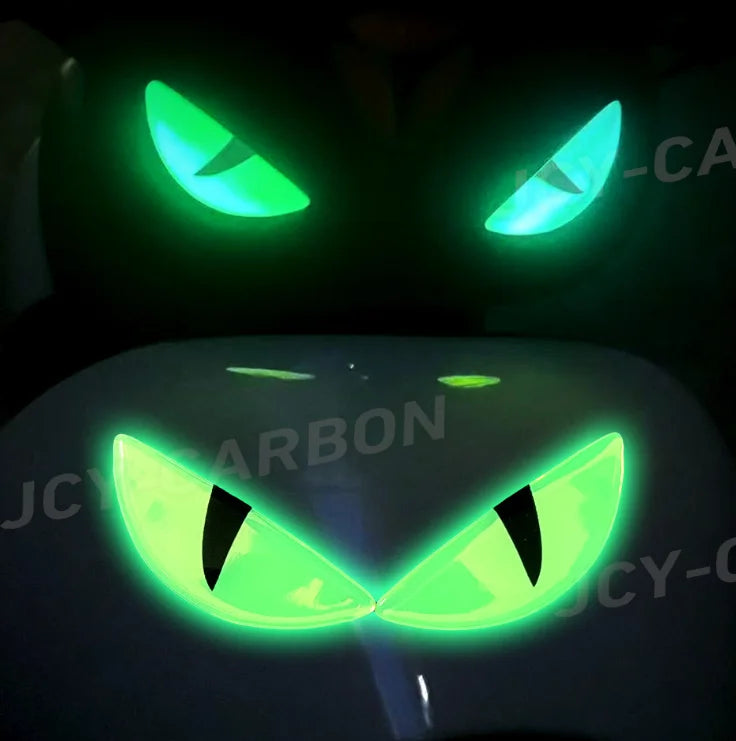 3D Devil's Eye Luminous Stickers Motorcycle Helmets Night Light Decor Cute Eyes Vinyl Decal Reflective Stickers Accessories