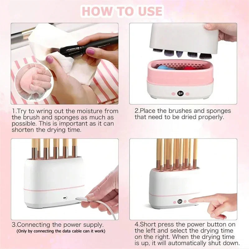 2pcs Electric Makeup Brush Cleaner and Dryer Machine Set Automatic Cosmetic Sponge Puff Makeup Brushes Cleaning and Drying Tool