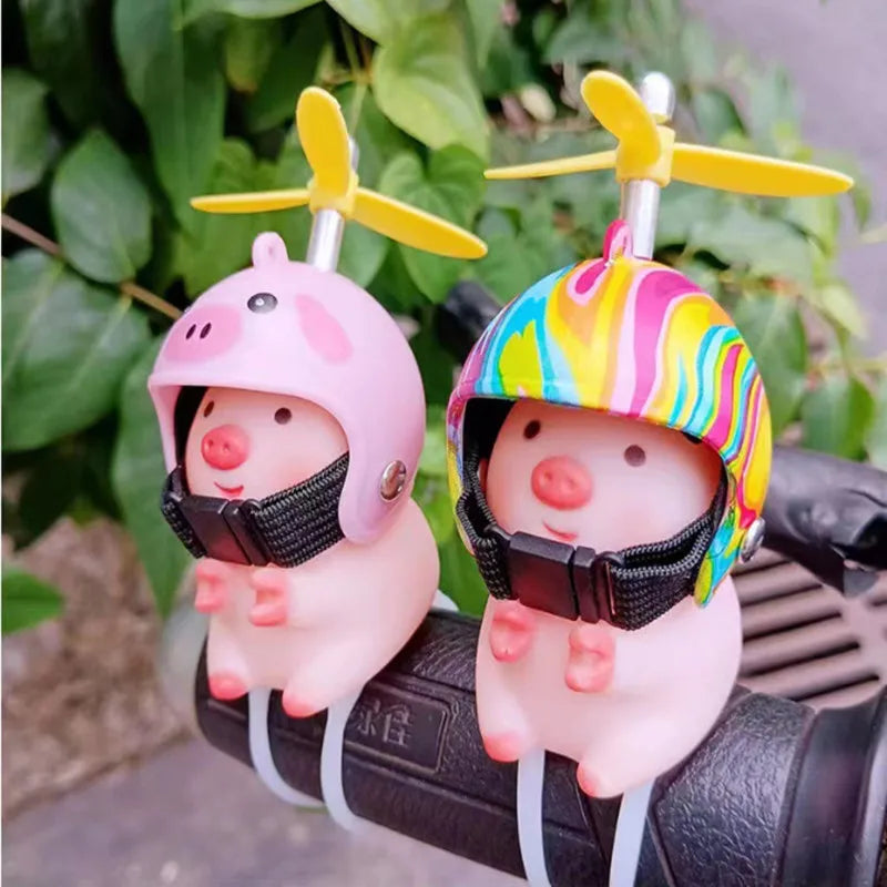 Car Styling Ornaments Auto Little Panda Small Pig Animal Toy Car Motocycle Decor Sticker With Helmet Break Wind Moto Driving Toy