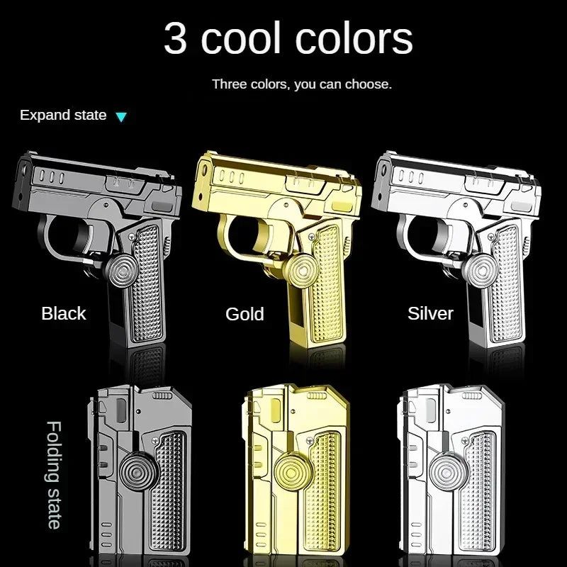 Multi Functional Folding Dual Form Decompression Gyro Gun Shaped Lighter with Creative Deformation and Windproof Red Flame  Smok