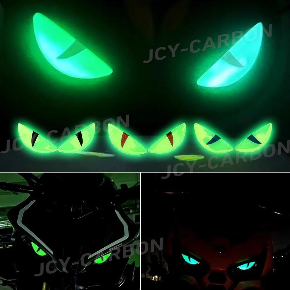 3D Devil's Eye Luminous Stickers Motorcycle Helmets Night Light Decor Cute Eyes Vinyl Decal Reflective Stickers Accessories