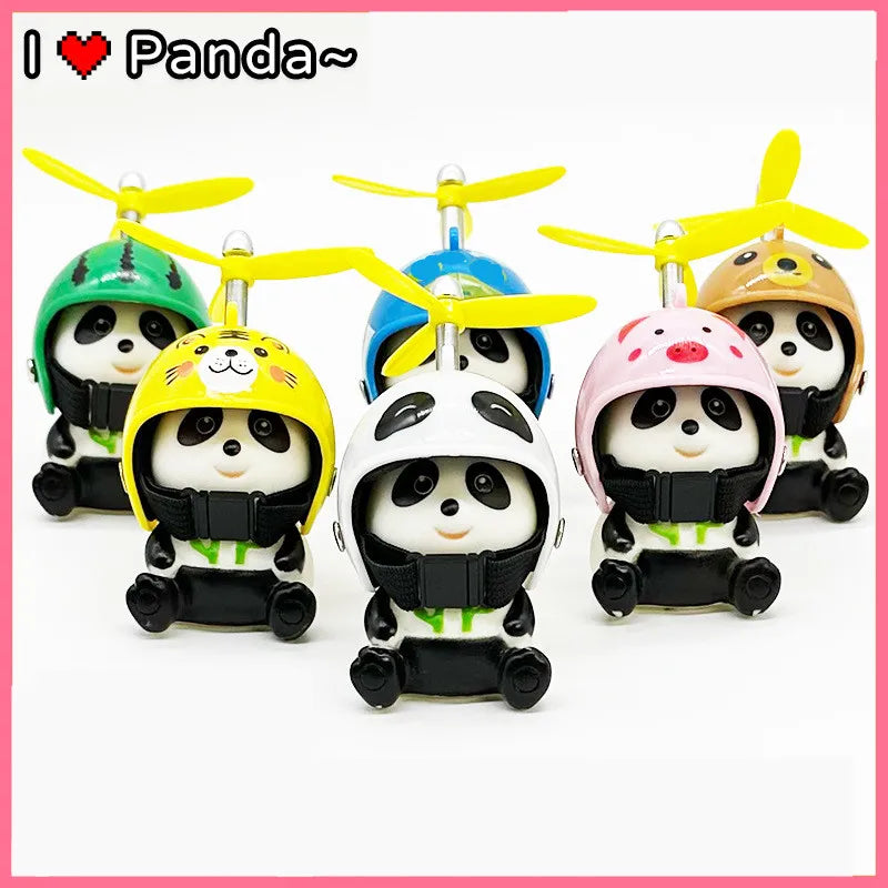 Car Styling Ornaments Auto Little Panda Small Pig Animal Toy Car Motocycle Decor Sticker With Helmet Break Wind Moto Driving Toy