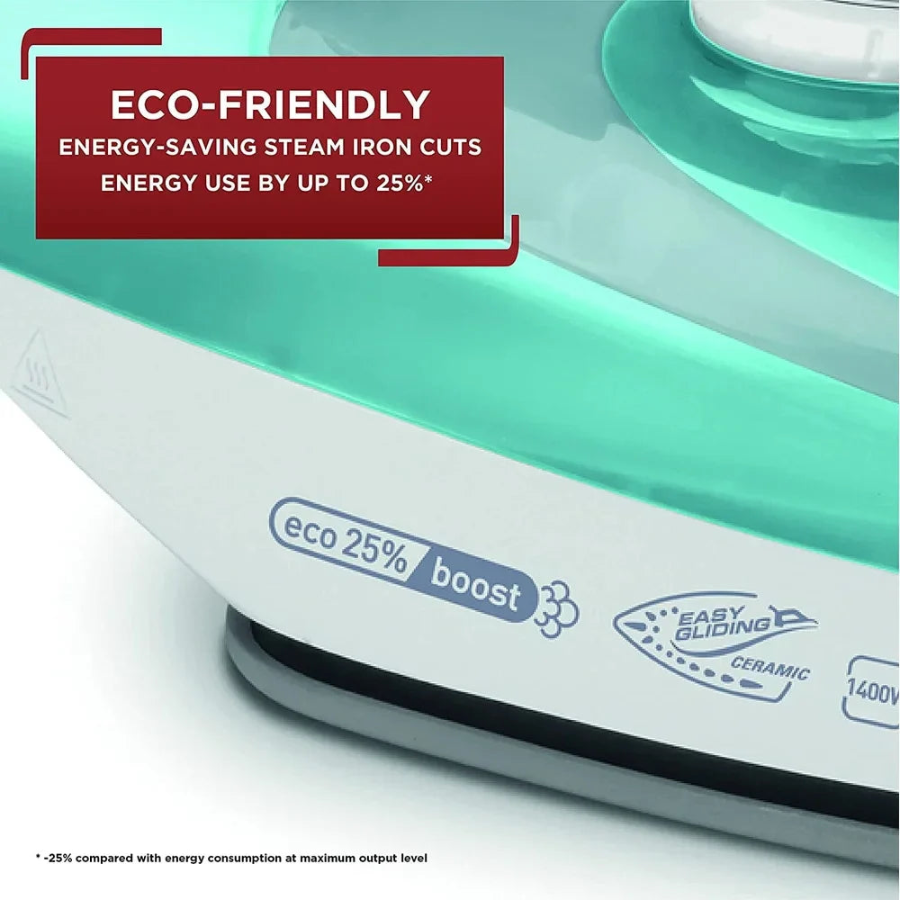 1400W Eco-Friendly Steam Iron with Ergonomic Trigger Ceramic Soleplate Anti-Drip Feature 80g Steam Boost Efficient Ironing