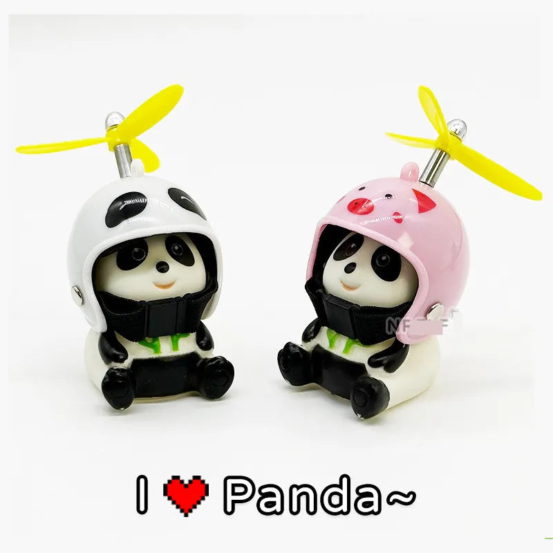 Car Styling Ornaments Auto Little Panda Small Pig Animal Toy Car Motocycle Decor Sticker With Helmet Break Wind Moto Driving Toy
